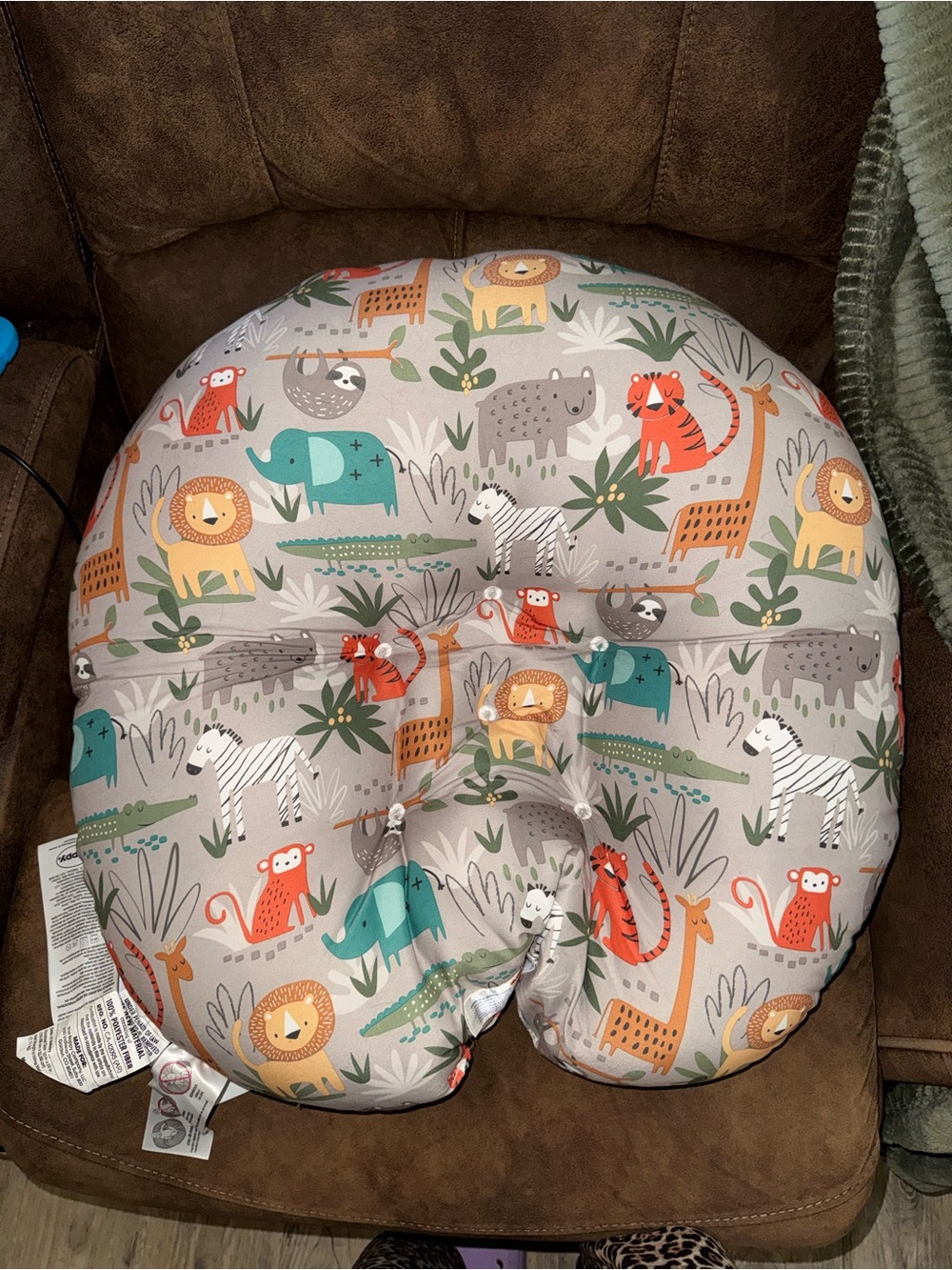 Boppy Gray Nursing Pillow with Multicolor Jungle Animals